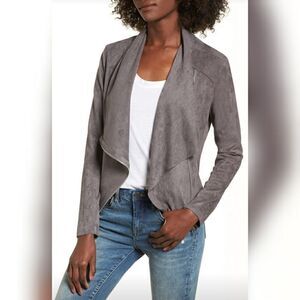 BlankNYC drape front faux suede jacket